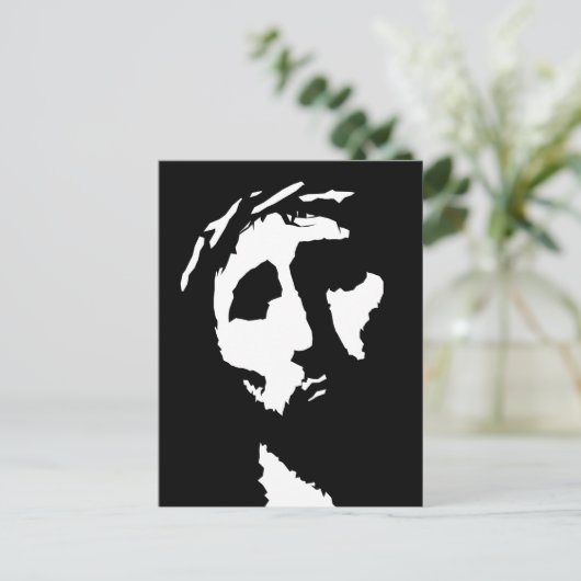 Jezus gezicht in het wit je achtergrond briefkaart (Staand voorkant)