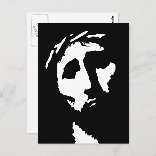 Jezus gezicht in het wit je achtergrond briefkaart (Voorkant / Achterkant)