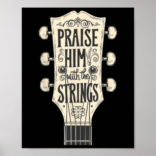 Jezus gitaristen prijzen hem met de snaren poster