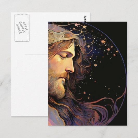 Jezus Glas in lood Briefkaart (Voorkant / Achterkant)