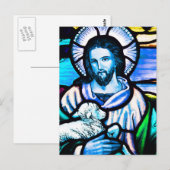Jezus Glas in lood Briefkaart (Voorkant / Achterkant)