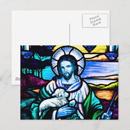 Jezus Glas in lood Briefkaart (Voorkant / Achterkant)