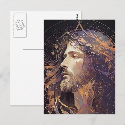 Jezus Glas in lood Briefkaart (Voorkant / Achterkant)