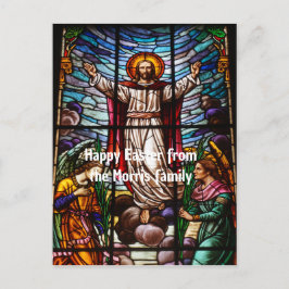 Jezus/Glas in lood Happy Easter bewerkbare tekst Briefkaart