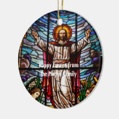 Jezus/Glas in lood Happy Easter bewerkbare tekst Keramisch Ornament (Links)