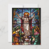 Jezus/Glas in lood Happy Easter bewerkbare tekst Notitiekaartje (Achterkant)