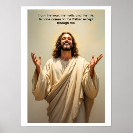 Jezus glimlachend ben ik de Weg van de Waarheid en Poster