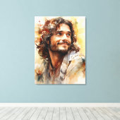 Jezus glimlachend canvas afdruk (Insitu (Houten vloer))