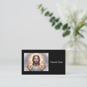 Jezus Glimlachend met gastvrije handen Visitekaartje (Staand voorkant)