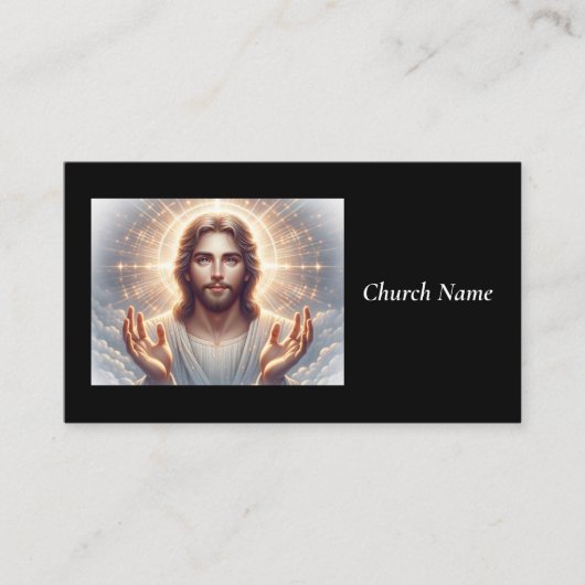 Jezus Glimlachend met gastvrije handen Visitekaartje (Voorkant)