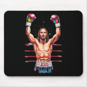 Jezus God Kickboksen Of Boksen Overwinning Grappig Muismat