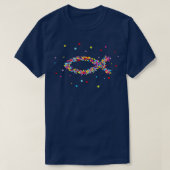 Jezus God Vis Ichthys Bijbel Christus Kerk T-shirt (Design voorkant)