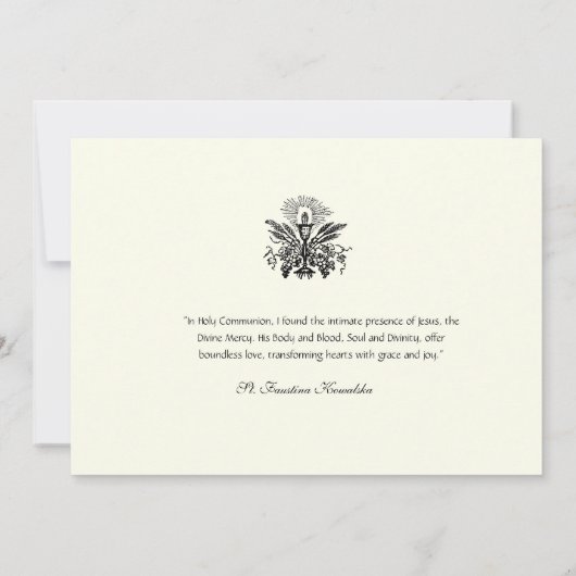 Jezus Goddelijke Barmhartigheid Eerste Heilige Com Kaart (Achterkant)