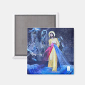 Jezus Goddelijke barmhartigheid op water met sterr Magneet (Voorkant / Achterkant)
