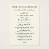 Jezus Goddelijke genade Eerste Communie Herdenking Visitekaartje (Achterkant)