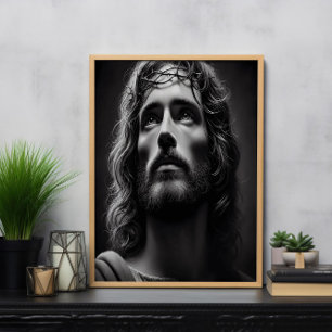 Jezus goddelijke herder met tedere blik poster