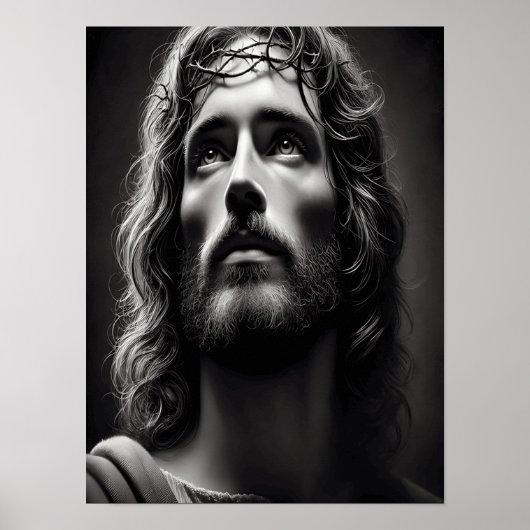 Jezus goddelijke herder met tedere blik poster (Voorkant)
