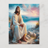 Jezus Goddelijke Vrede naast zonsondergang wateren Briefkaart (Voorkant)