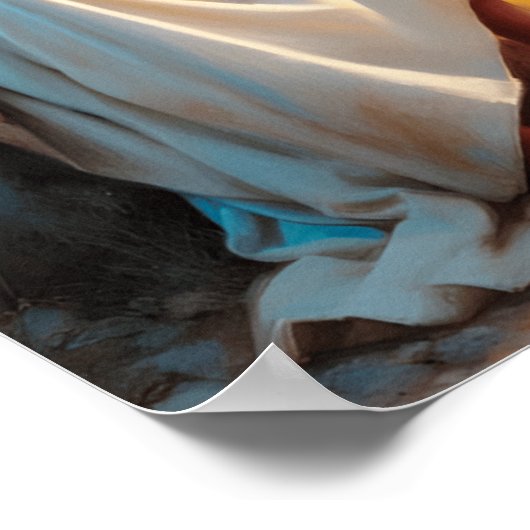 Jezus Goddelijke Vrede naast zonsondergang wateren Poster (Hoek)