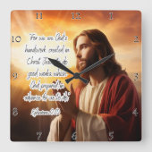 Jezus: Gods handwerk, goede werken Vierkante Klok (Voorkant)