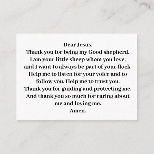 Jezus Goede Herder bidt voor kinderen Informatiekaartje (Achterkant)
