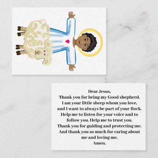 Jezus Goede Herder bidt voor kinderen Informatiekaartje (Voorkant / Achterkant)