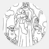 Jezus goede herder ronde sticker (Voorkant)