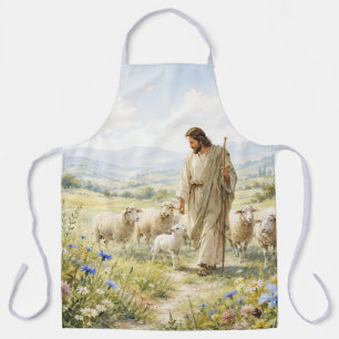 Jezus Goede Herder Wilde Bloem Waterverf Schort