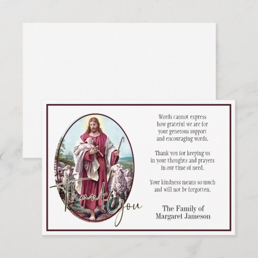 Jezus Good Shepherd Religieuze Dankjewel Bedankkaart (Voorkant / Achterkant)