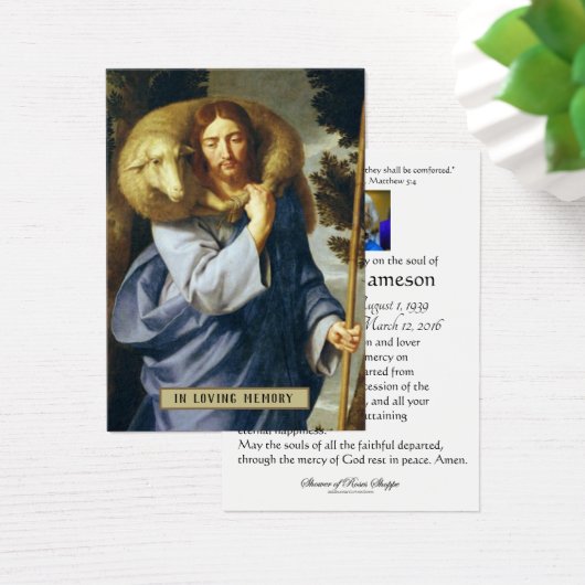 Jezus Good Shepherdi Religieuze Sympathie Funeral Visitekaartje (Bureau)