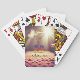 Jezus Gouden Kruis Hij Is Opgestaan Mattheüs 28:6 Pokerkaarten