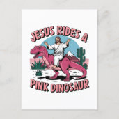Jezus, grappige memen, Jezus rijdt op een roze din Briefkaart