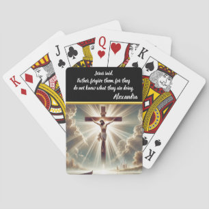 Jezus hangt aan kruisbeeld boven water pokerkaarten