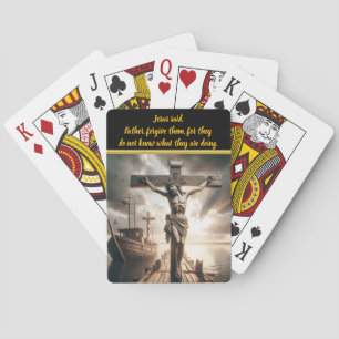 Jezus hangt boven kalme wateren pokerkaarten
