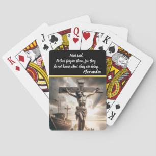 Jezus hangt boven kalme wateren pokerkaarten