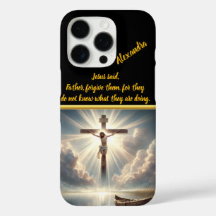 Jezus hangt kruis boven een serene oceaan iPhone 16 pro hoesje