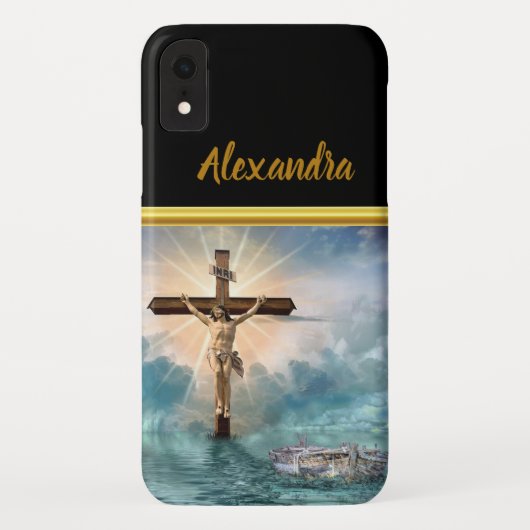 Jezus hangt van een Christelijk kruisbeeld. Case-Mate iPhone Case (Achterkant)