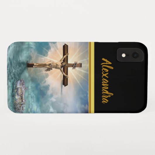 Jezus hangt van een Christelijk kruisbeeld. Case-Mate iPhone Case (Achterkant (horizontaal))