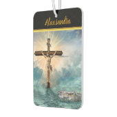 Jezus hangt van een Christelijk kruisbeeld. Luchtverfrisser (Links)