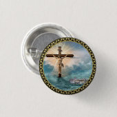 Jezus hangt van een Christelijk kruisbeeld. Ronde Button 3,2 Cm (Voorkant /achterkant)