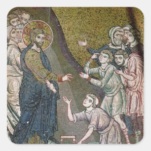 Jezus Healing the Crippled and the Blind Vierkante Sticker