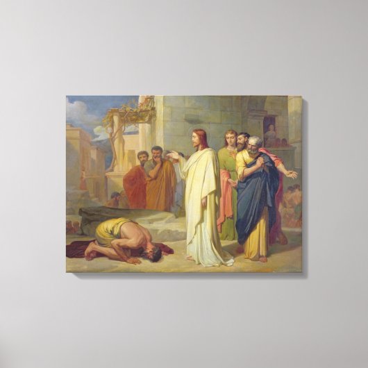 Jezus Healing the Leper, 1864 Canvas Afdruk (Voorkant)
