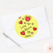 Jezus HEART, altijd van je houden Ronde Sticker (Envelop)