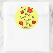 Jezus HEART, altijd van je houden Ronde Sticker (Tas)