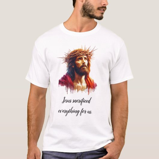 Jezus heeft alles opgeofferd voor ons luxe T-shirt (Voorkant)