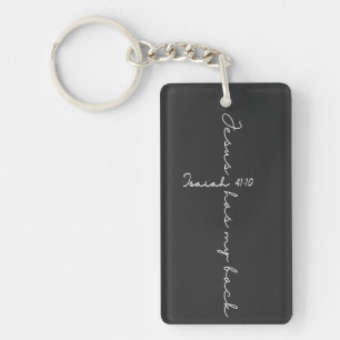 Jezus heeft altijd mijn rug, Jesaja 41:10 Sleutelhanger