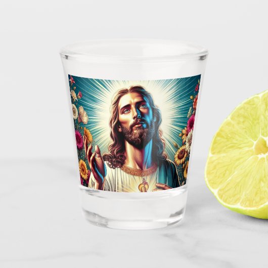 Jezus heeft een zonnebril geschoten! shot glas (Voorkant)