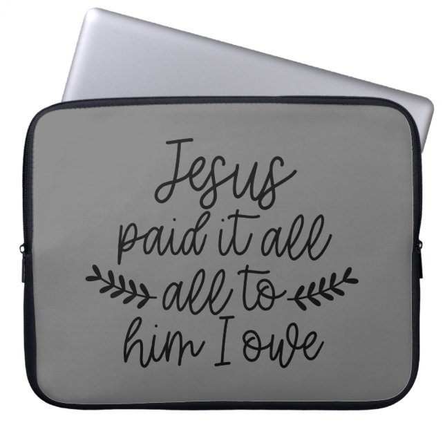 Jezus heeft het allemaal betaald... voor hem. laptop sleeve (Voorkant)