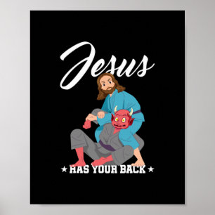 Jezus heeft je rug Jiu-Jitsu BJJ Funny MMA Poster