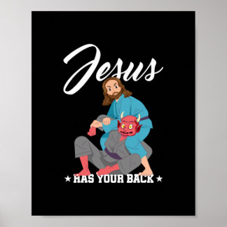 Jezus heeft je rug Jiu-Jitsu BJJ Funny MMA Poster